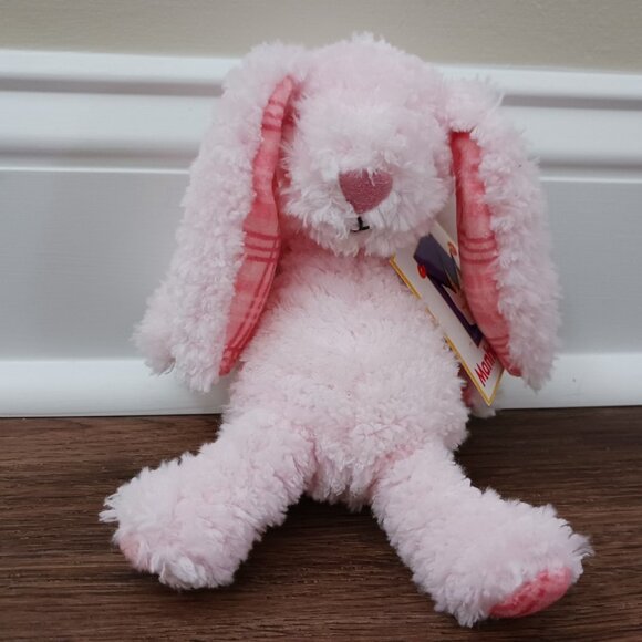 New 7" MANHATTAN TOY PINK BUNNY PLAID EARS SNUGGLES 2011 Plush Beans 148480 - Picture 2 of 5